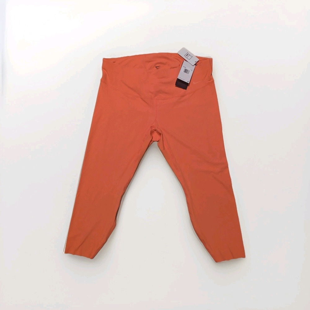 Nike Zenvy Rib Leggings 2X Magic‎ Ember Women's Plus 7/8 High Waist